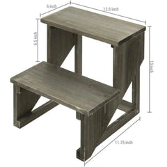 Rustic Two-Tier Plant Stand with Stepped Design-Wooden Crest