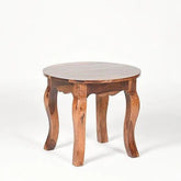 French Provincial Round Side Table with Cabriole Legs-Wooden Crest