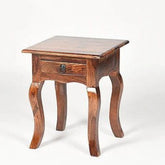 Traditional Bedside Cabinet with Curved Cabriole Legs-Wooden Crest