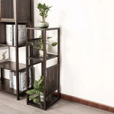 Modern Three-Tier Bamboo Plant Stand with Vertical Slats-Wooden Crest