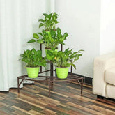 Modern Three-Tier Corner Plant Stand with Mesh Design-Wooden Crest