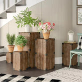 Rustic Five-Piece Pedestal Set with Industrial Accents-Wooden Crest