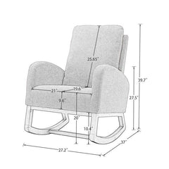 Fabric Rocking Chair-Wooden Crest