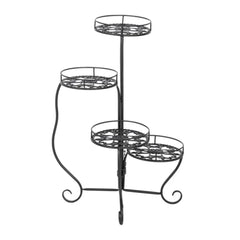Victorian Four-Tier Scrolled Plant Stand with Lattice Platforms-Wooden Crest