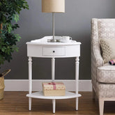 French Country Corner Console Table with Drawer and Shelf-Wooden Crest