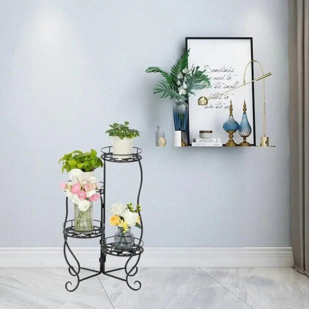 Victorian Four-Tier Scrolled Plant Stand with Lattice Platforms-Wooden Crest