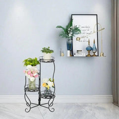 Victorian Four-Tier Scrolled Plant Stand with Lattice Platforms-Wooden Crest