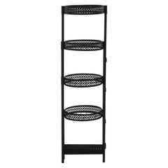 Modern Four-Tier Plant Stand with Lattice Design-Wooden Crest