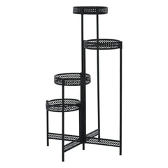Modern Four-Tier Plant Stand with Lattice Design-Wooden Crest