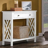Modern X-Frame Console Table with Storage Drawer-Wooden Crest