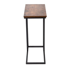 Industrial C-Shape Laptop Table with Metal Frame-Wooden Crest