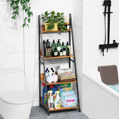 Industrial Ladder Bookshelf with Graduated Shelving-Wooden Crest
