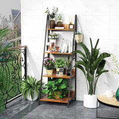 Industrial Ladder Bookshelf with Graduated Shelving-Wooden Crest