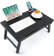 Foldable Wooden Laptop Desk Tray with Drawer – Breakfast & Study Table
