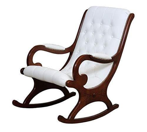 Handicrafts Wooden Rocking Chair with Cushioned Back & Seat – Walnut Finish-Wooden Crest