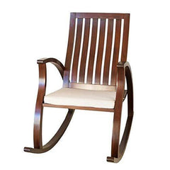 Handicraft Hand Carved Rocking Chair – Sheesham Wood, Walnut Finish-Wooden Crest
