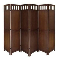 Traditional Five-Panel Room Divider with Floral Lattice Design-Wooden Crest