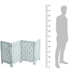 Victorian Three-Panel Room Divider with Lattice Design-Wooden Crest