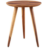 Mid-Century Round Side Table with Tapered Tripod Base-Wooden Crest