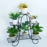 Victorian Six-Tier Plant Stand with Scrollwork Design-Wooden Crest