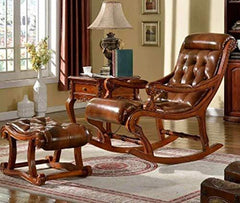 Teak Wood Rocking Chair with Foot Rest – Pure Teak Wood-Wooden Crest