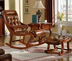 Teak Wood Rocking Chair with Foot Rest – Pure Teak Wood-Wooden Crest