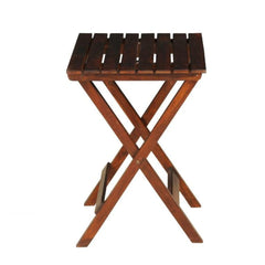 Portable Folding Side Table with Slatted Top Design-Wooden Crest