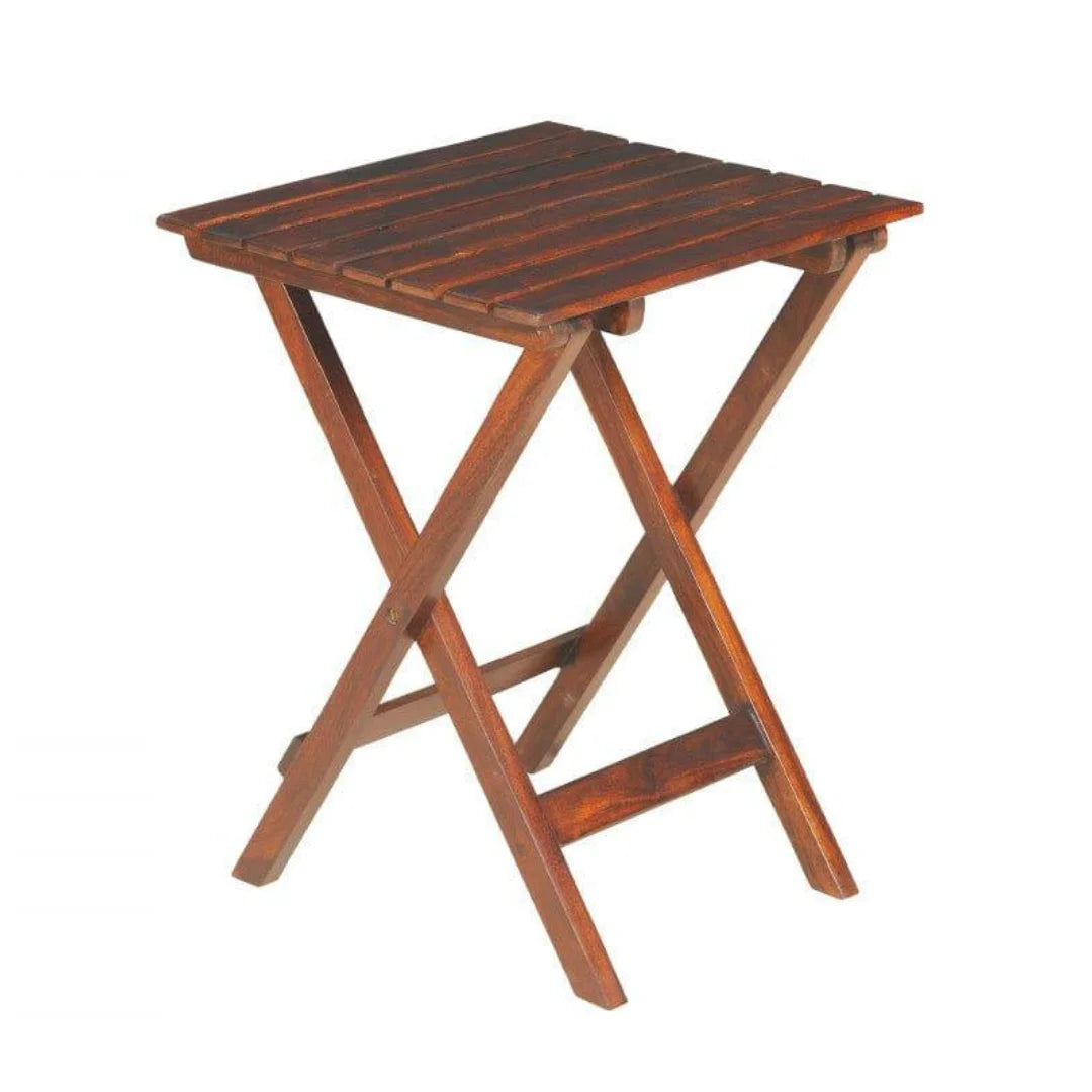 Portable Folding Side Table with Slatted Top Design-Wooden Crest