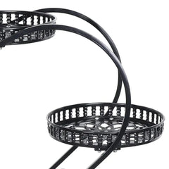 Victorian Six-Tier Rolling Plant Stand with Lattice Design-Wooden Crest