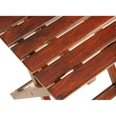 Portable Folding Side Table with Slatted Top Design-Wooden Crest