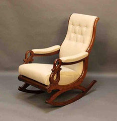 Handcrafted Wooden Rocking Chair with Cushioned Comfort-Wooden Crest