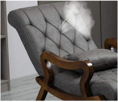 Elegant Wooden Rocking Chair with Footrest-Wooden Crest