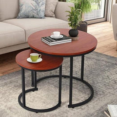 Modern Side Table with Metal Frame-Wooden Crest