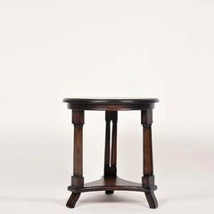 Empire Style Round Side Table with Column Legs-Wooden Crest