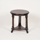 Empire Style Round Side Table with Column Legs-Wooden Crest