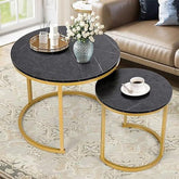 Modern Side Table with Metal Frame-Wooden Crest