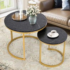 Modern Side Table with Metal Frame-Wooden Crest