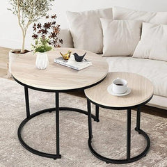 Modern Side Table with Metal Frame-Wooden Crest