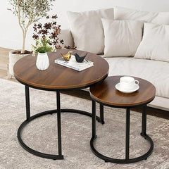 Modern Side Table with Metal Frame-Wooden Crest