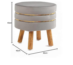 Ottoman Stool for Living Room Set of 2 Sitting Pouffes upholstered pouffe Puffy for Foot Rest Home Furniture Pouf Round Sitting 4 Wooden Legs-Wooden Crest