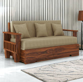 3 Seater Sofa Cum Bed Sheesham Wood – Space-Saving Wooden Furniture