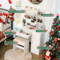 Dasher Vanity Dressing Table with Storage-Wooden Crest