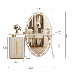 Febbas Full View Vanity Dressing Table with Lighted Mirror and Stool-Wooden Crest