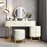 Vanity Dressing Table With Mirror For Bedroom-Wooden Crest