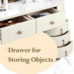 Vanity Dressing Table With Mirror For Bedroom-Wooden Crest