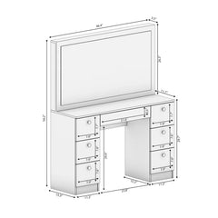 Freya Vanity Dressing Table with Mirror-Wooden Crest