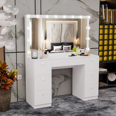 Freya Vanity Dressing Table with Mirror-Wooden Crest