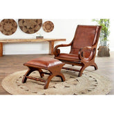 Teak Wood Armchair Lounge Chair with Ottoman Elegant and Comfortable Seating