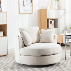 McGhee Wide Swivel Barrel Chair-Wooden Crest