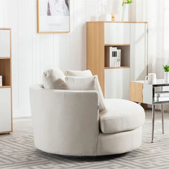 McGhee Wide Swivel Barrel Chair-Wooden Crest